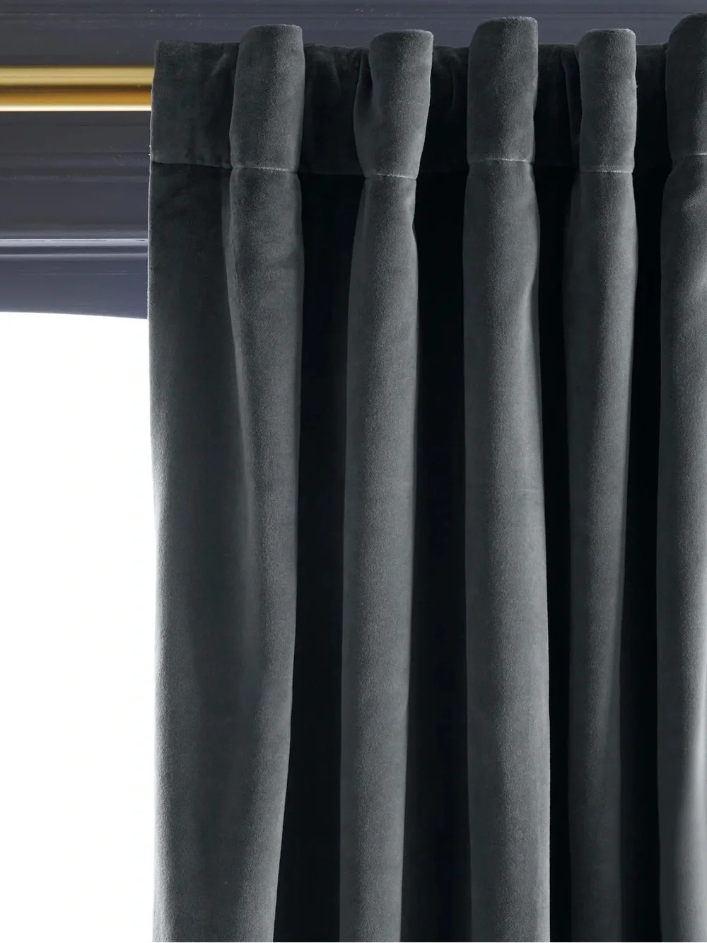 NWT QUINCE Set Of 2 48x108 Cotton Velvet Curtains Slate 9241